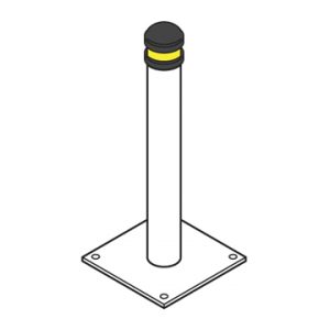galvanised capped yellow bollard