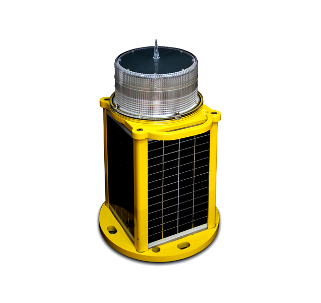 yellow solar powered low intensity obstruction light
