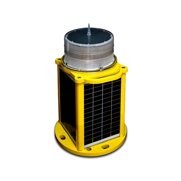 yellow solar powered low intensity obstruction light