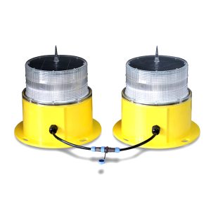 yellow double solar powered obstruction light