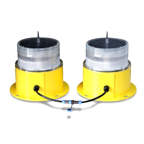 yellow double solar powered obstruction light