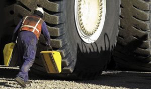 hgv dumper truck yellow chocks