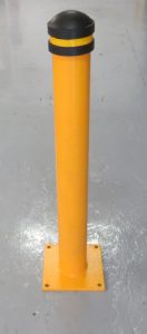 black capped yellow bollard