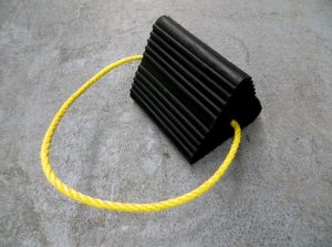 black aircraft wheel chock