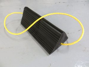 black aircraft wheel chock