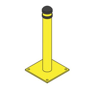 black capped yellow bollard