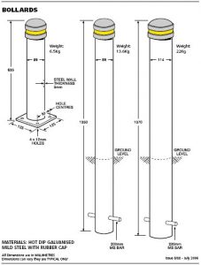 yellow capped bolt down bollard