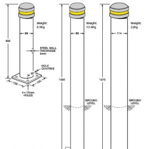 fxings bollard with yellow cap