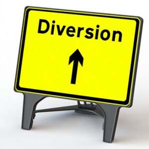 diversion traffic sign